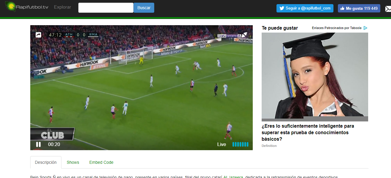 Ver fútbol en vivo online usando rapifutbol.tv